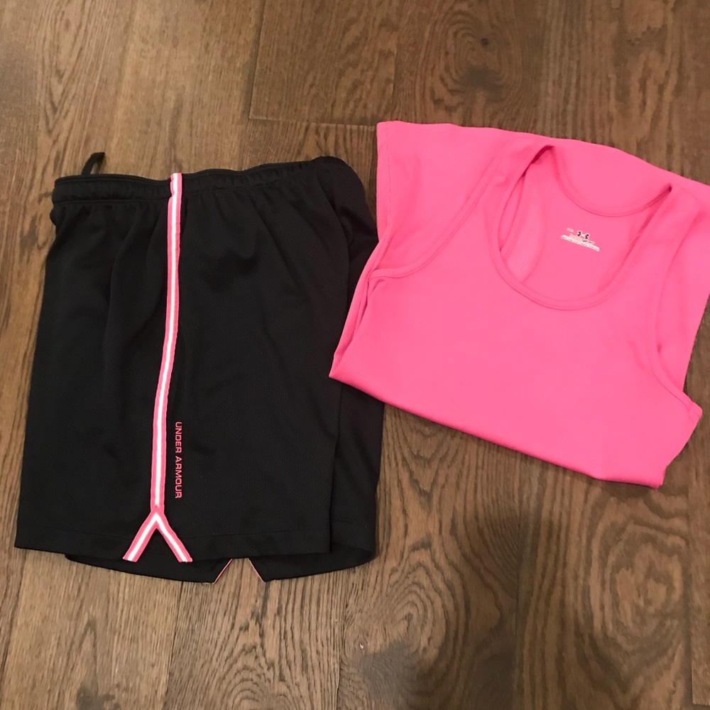 Under Armour Pink and Black Workout Outfit